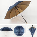 Sun Protection Windproof Golden UV Coating Custom Logo Golf Umbrella
